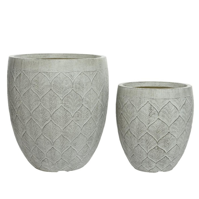 SET 2 VASI TONDI GREY DEC FOGL